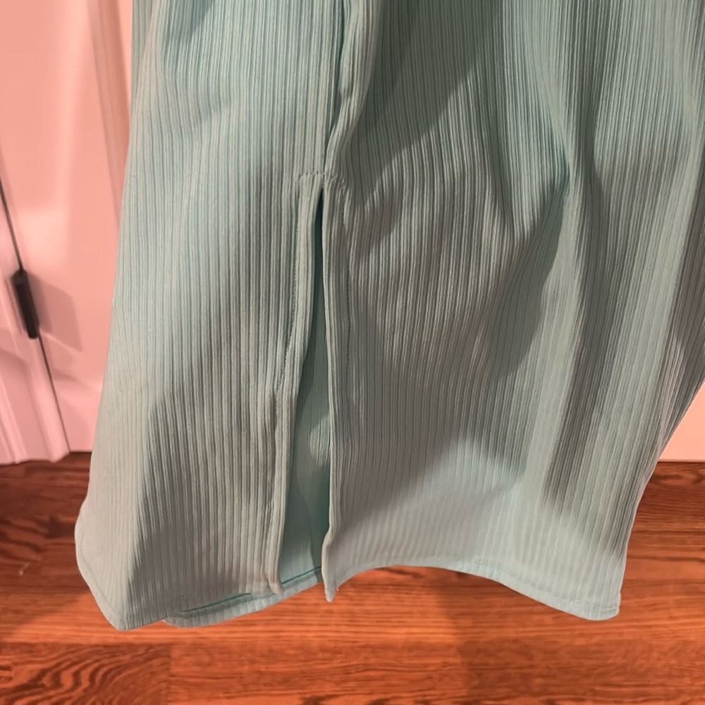 Teal Ribbed Halter Bodycon Dress - Picture 3 of 4